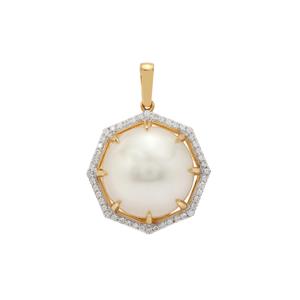 South Sea Cultured Pearl & Diamond 18K Gold Tomas Rae Pendant (13mm)
