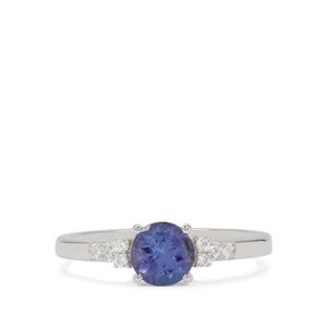 Tanzanite & White Zircon Sterling Silver Ring ATGW 1ct