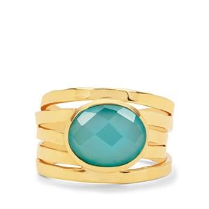 Aqua Chalcedony Ring in Gold Plated Sterling Silver 3.20cts