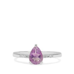 Moroccan Amethyst & White Zircon Sterling Silver Ring ATGW 1.05cts