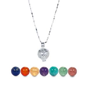 Sterling Silver Necklace with 7 Interchangeable Gemstones ATGW 48cts