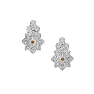 Yellow Diamond Earrings in Sterling Silver