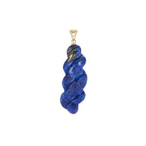 42.20ct Sar-i-Sang Lapis Lazuli Gold Tone Sterling Silver Pendant