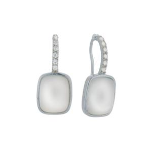 Blue Chalcedony & White Zircon Sterling Silver Earrings ATGW 5.21cts