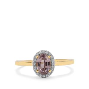 Burmese Pink Spinel Ring with White Zircon in 9K Gold 1.05cts