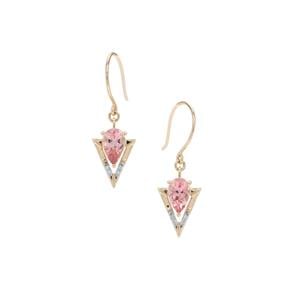 Cherry Blossom™ Morganite Earrings with Pink Diamond in 9K Gold 1.40cts