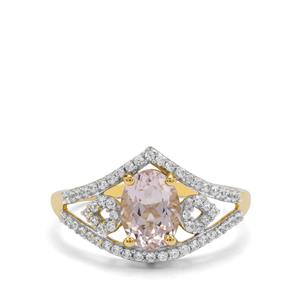 Idar Pink Morganite & White Zircon 9K Gold Ring ATGW 1.50cts