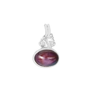 Star Ruby & White Zircon Sterling Silver Pendant ATGW 2.37cts
