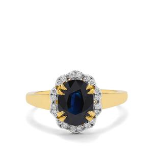 AAA Diego Suarez Blue Sapphire & Diamonds 18K Gold Lorique Ring MTGW 2.45cts