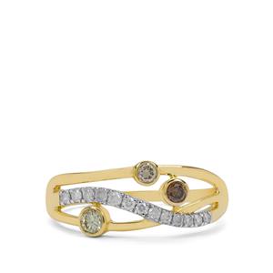 1/3ct Golden lvory Diamonds & Multi Diamonds 9K Gold Ring 