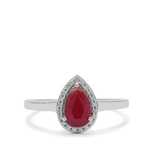 Burmese Ruby Ring with White Zircon in 9K White Gold 1.15cts