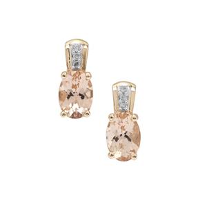 Nigerian Peach Morganite & Diamond 9K Gold Earrings ATGW 1.35cts