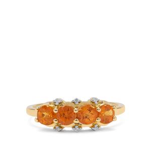 Mandarin Garnet Ring with Natural Zircon in 9K Gold 1.45cts