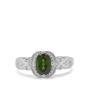 Chrome Diopside & White Zircon Sterling Silver Ring ATGW 1.31cts