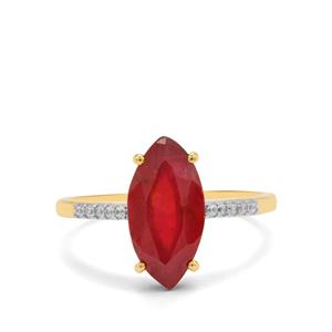 Malagasy Ruby & White Zircon 9K Gold Ring ATGW 4.60cts (F)