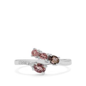 Burmese Pink Spinel & White Zircon Sterling Silver Ring ATGW 0.90cts