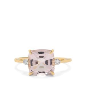 3cts Pink Morganite & White Zircon 9K Gold Ring 