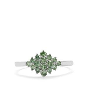 1/2ct Seafoam Green Diamonds 9K White Gold Ring 