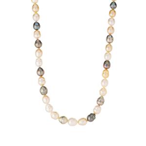 South Sea Pearl  & Tahitian Cultured Pearl Sterling Silver Graduated Necklace
