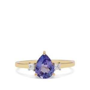 AA Tanzanite Ring with White Zircon in 9K Gold 1.45cts