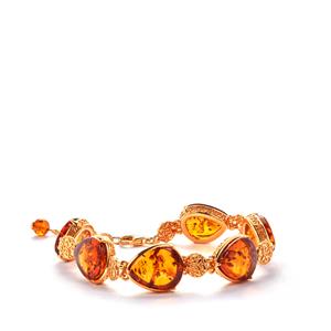 Baltic Cognac Amber (13x16mm) Bracelet in Gold Tone Sterling Silver