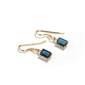 Blue Topaz & Diamond 9K Gold Earrings 