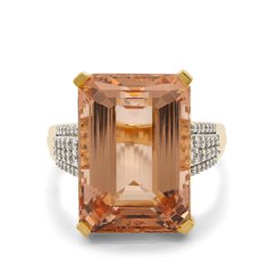 Peach Morganite & Diamond 18K Gold Lorique Ring MTGW 16.79cts