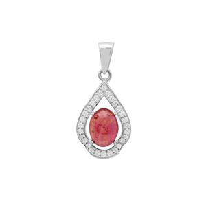 Malagasy Ruby Pendant with White Zircon in Sterling Silver 3.25cts (F)