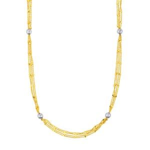 18" Station Necklace in Two Tone Gold Plated Sterling Silver 7.77g