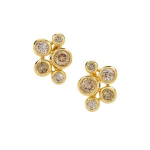 1/3ct Ombre Champagne Diamonds 9K Gold Earrings