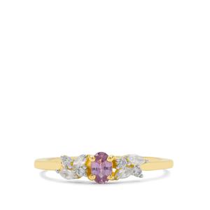 Natural Purple Sapphire & White Zircon 9K Gold Ring ATGW 0.55cts