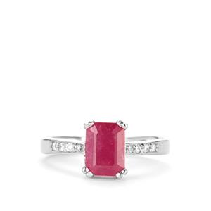 John Saul Ruby Ring with White Zircon in Sterling Silver 1.93cts