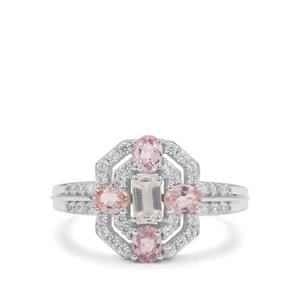Ratanakiri Zircon & Pink Sapphire Sterling Silver Ring ATGW 1.85cts