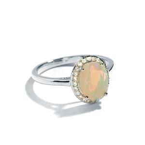 Opal & White Zircon Sterling Silver Ring