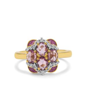 Purple Sapphire & White Zircon Midas Ring with Enameling ATGW 1.40cts