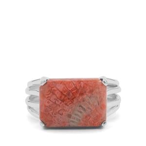 7ct Red Horn Coral Sterling Silver Ring