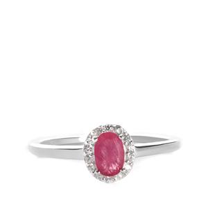 Montepuez  Ruby Ring with White Zircon in Sterling Silver 0.76ct