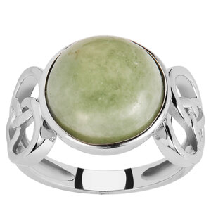  8.84ct Moss-in-Snow Jade Sterling Silver Ring 