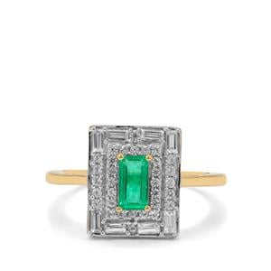 Panjshir Emerald & White Zircon 9K Gold Tomas Rae Ring ATGW 1.25cts