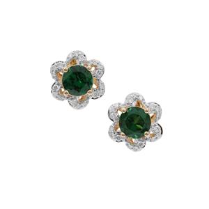 Tsavorite Garnet Earrings with Diamond in 18K Gold 1.56cts