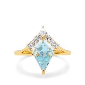 Sky Blue Topaz & White Zircon Dual Ring ATGW 3.65cts
