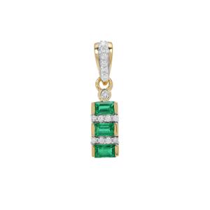 Panjshir Emerald & Diamond 18K Gold Tomas Rae Pendant MTGW 0.35ct