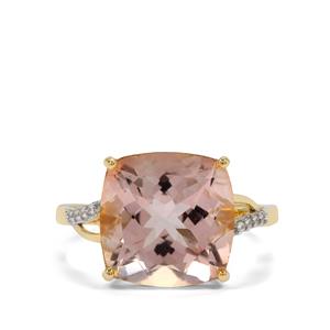 Teófilo Blush Pink Topaz Ring with White Zircon in 9K Gold 9.30cts