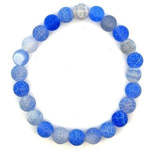 80cts Blue Crackled Agate Stretchable Bracelet 