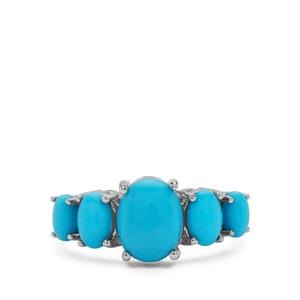 2.98ct Sleeping Beauty Turquoise Rhodium Flash Sterling Silver Ring