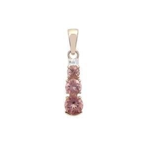 Rosé Apatite Pendant with White Zircon in 9K Gold 1.90cts