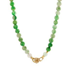 Type A Dulong Jadeite & White Topaz Gold Tone Necklace 200.15cts 