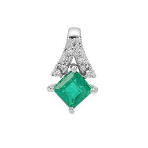 Panjshir Emerald & Diamond 18K White Gold Tomas Rae Pendant MTGW 0.55ct