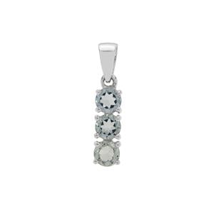 1.35cts Double Blue Aquamarine Sterling Silver Pendant 