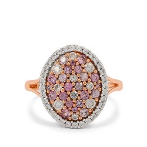 Sakaraha Pink Sapphire & White Zircon 9K Rose Gold Ring ATGW 1.75cts